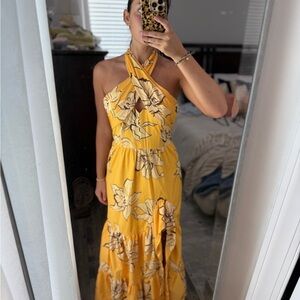 Hutch Yellow Floral Halter Maxi Dress